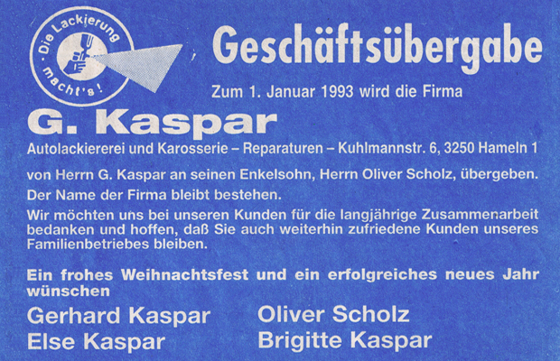 Übergabe des Unternehmens an Oliver Scholz